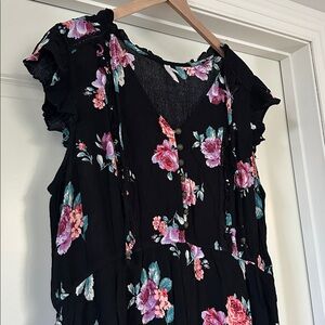 xhilaration | Black Floral Mini Dress - XXL